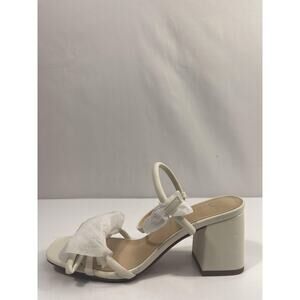 Journee Collection Meryl Shoes Womens Size 8.5 White Block Heel Sandals New Box
